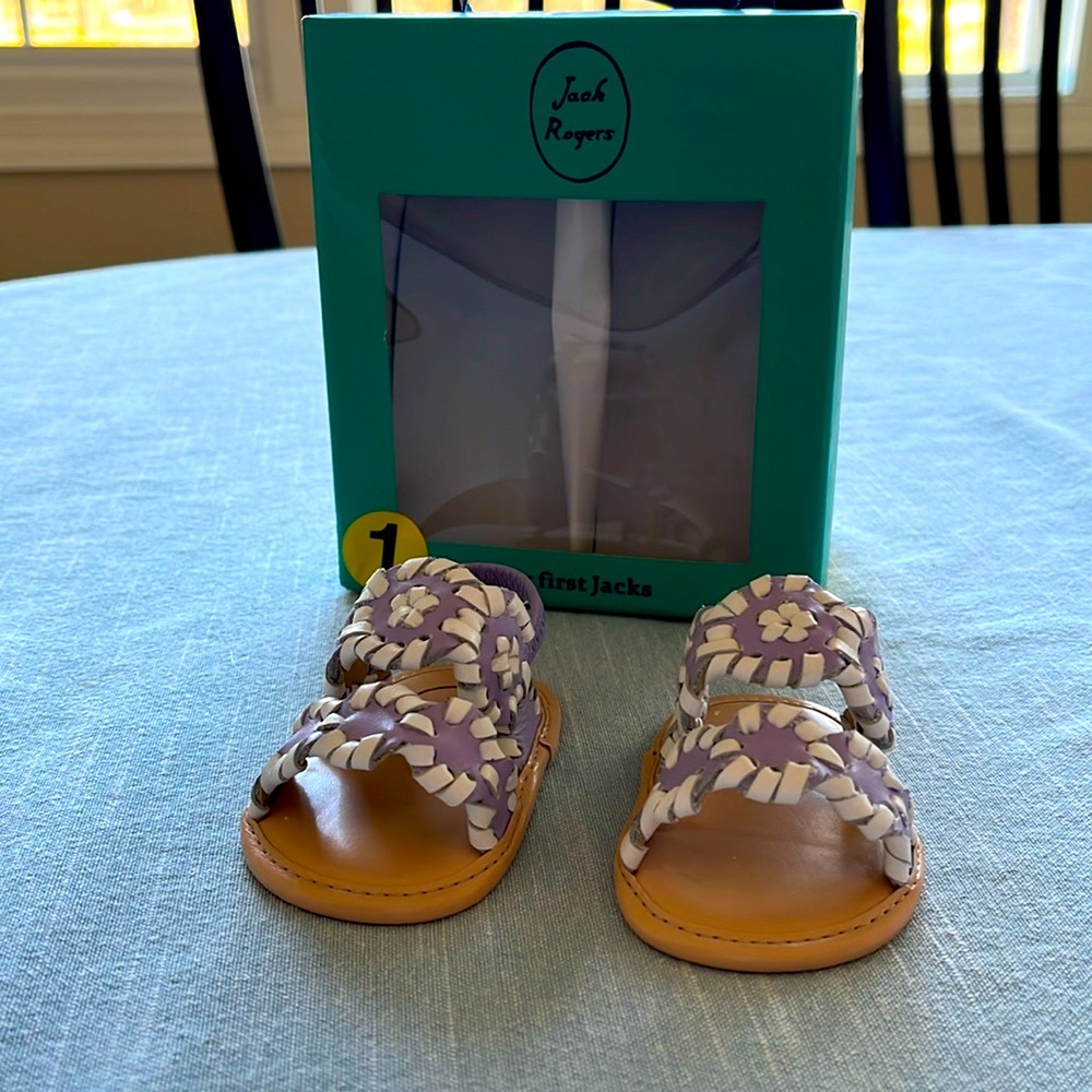 Jack Rodger’s lavender and white size 1 sandals. New with the box.